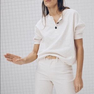 Madewell raw edge Henley sz med off white